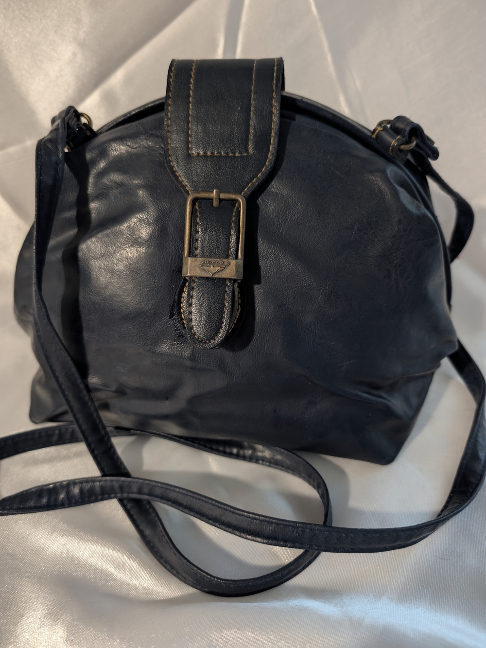 Vintage Capezio Navy Blue Slouchy Frame Crossbody Doctor Satchel Bag
